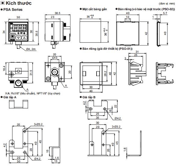 Cảm biến áp suất Autonics PSA1RC1/8 Chuyên phân phối sản phẩm tự
